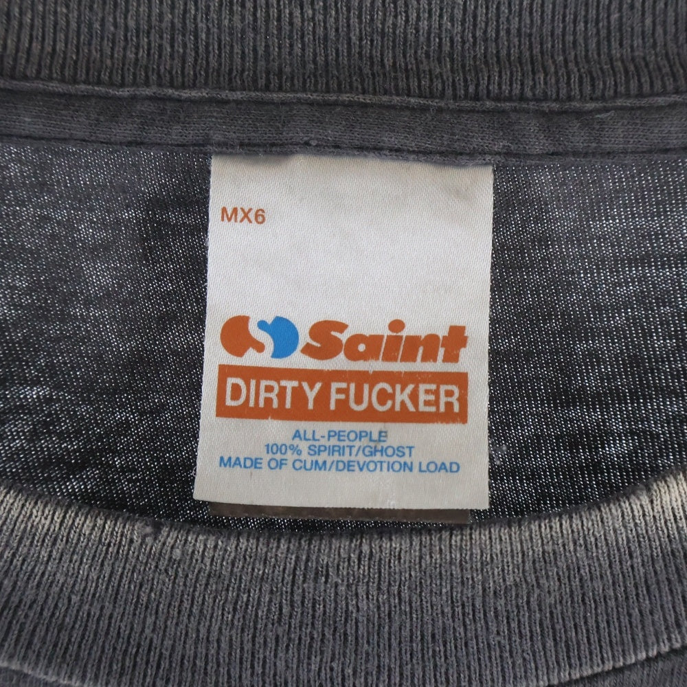 SAINT MICHAEL(セントマイケル) ×The Dark Knight JOKER ヴィンテージ加工 ジョーカープリント半袖Tシャツ カットソー チャコールグレー SM-HR8-0000-C53