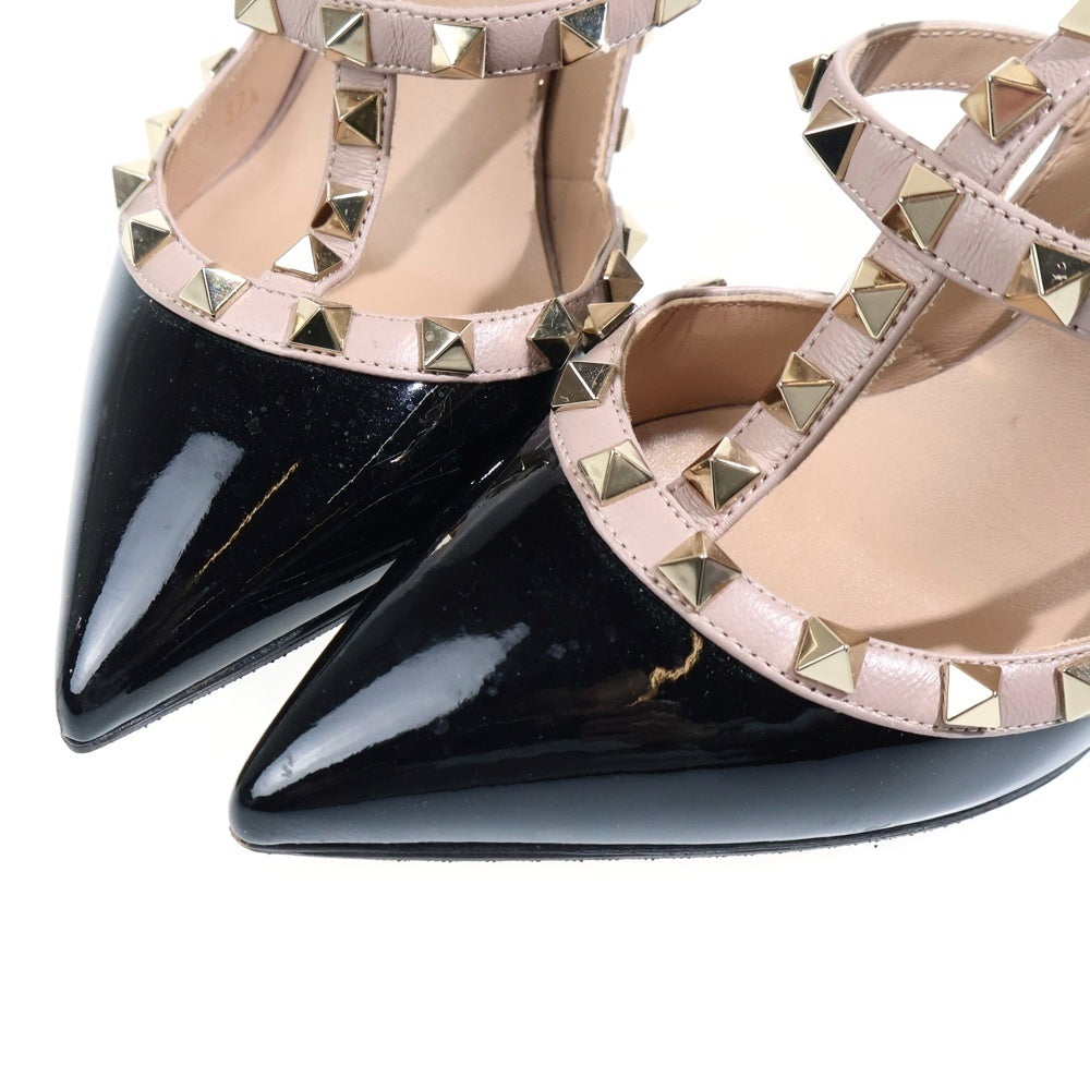 VALENTINO(ヴァレンティノ) ロックスタッズ パテントレザー レディース パンプス ブラック/ベージュ