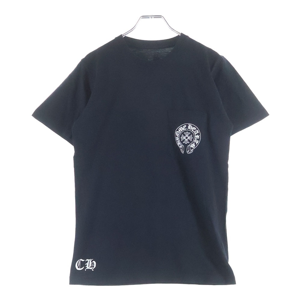 CHROME HEARTS(クロムハーツ) バック総柄プリント ホースシュー クルーネック 半袖Tシャツ ブラック