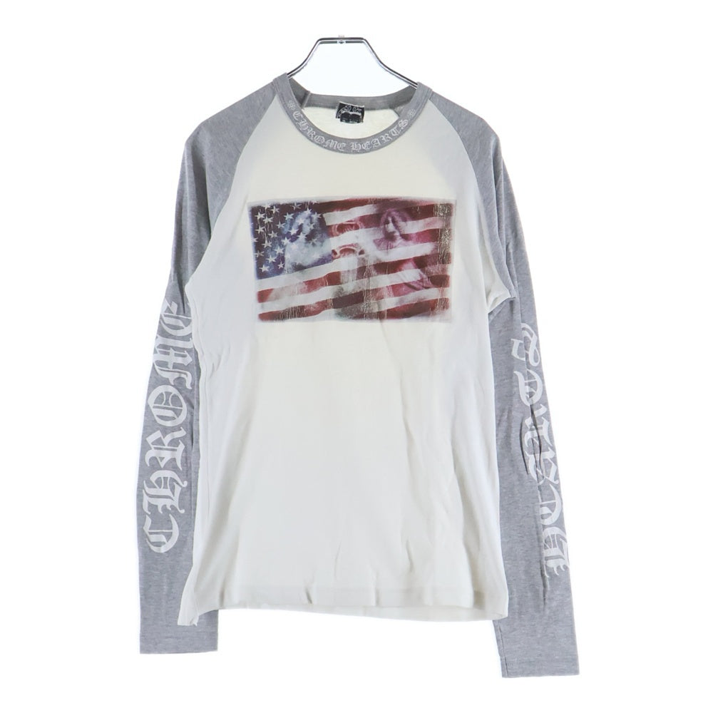 CHROME HEARTS(クロムハーツ) American Flag L/S Tee アメリカンフラッグ クルーネック 長袖Tシャツ ホワイト