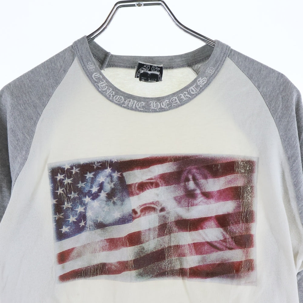 CHROME HEARTS(クロムハーツ) American Flag L/S Tee アメリカンフラッグ クルーネック 長袖Tシャツ ホワイト