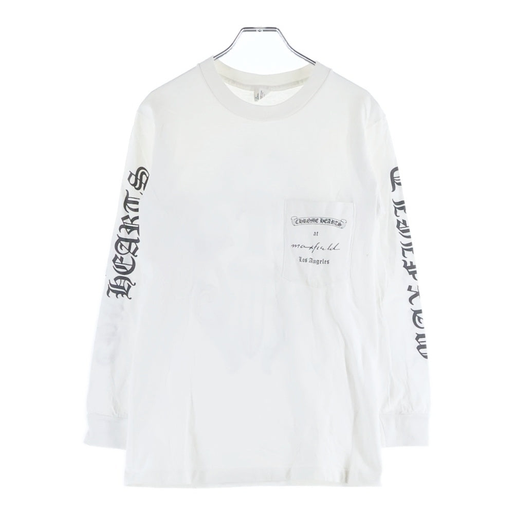 CHROME HEARTS(クロムハーツ) OLD MAXFIELD COLLABORATION BIG DAGGER TEE マックスフィールド胸ポケット バックダガープリント BELTONタグ 長袖Tシャツ カットソー 初期モデル ホワイト