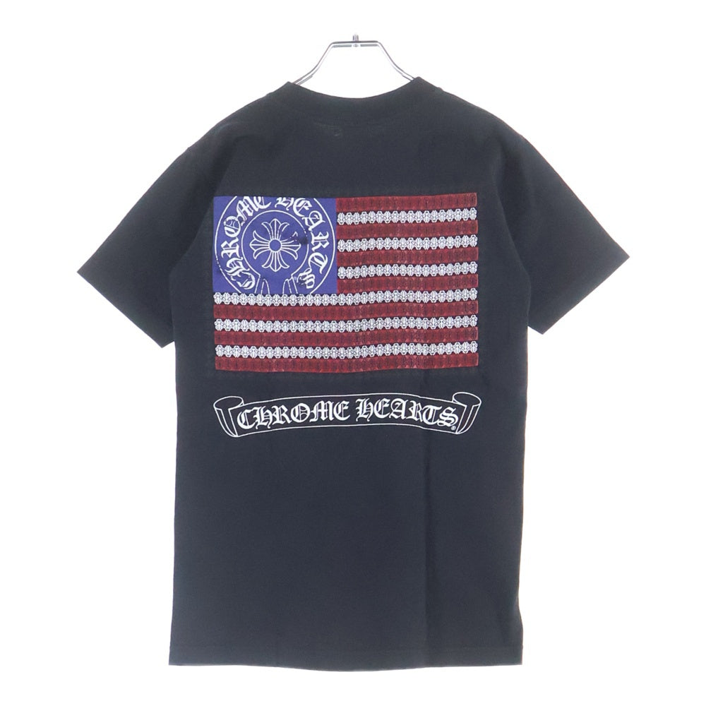 CHROME HEARTS(クロムハーツ) OLD AMERICAN FLAG TEE オールド アメリカンフラッグTシャツ 星条旗 ホースシュープリント 半袖Tシャツ カットソー ブラック