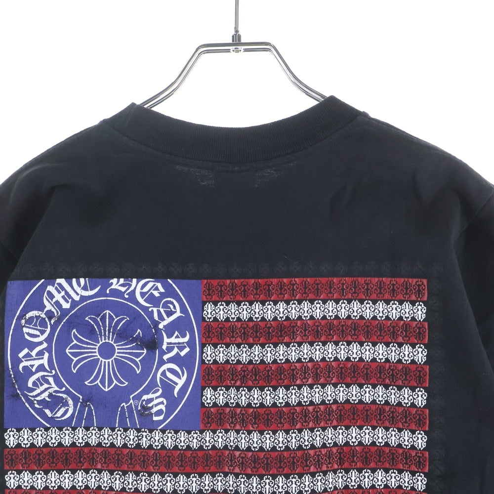 CHROME HEARTS(クロムハーツ) OLD AMERICAN FLAG TEE オールド アメリカンフラッグTシャツ 星条旗 ホースシュープリント 半袖Tシャツ カットソー ブラック
