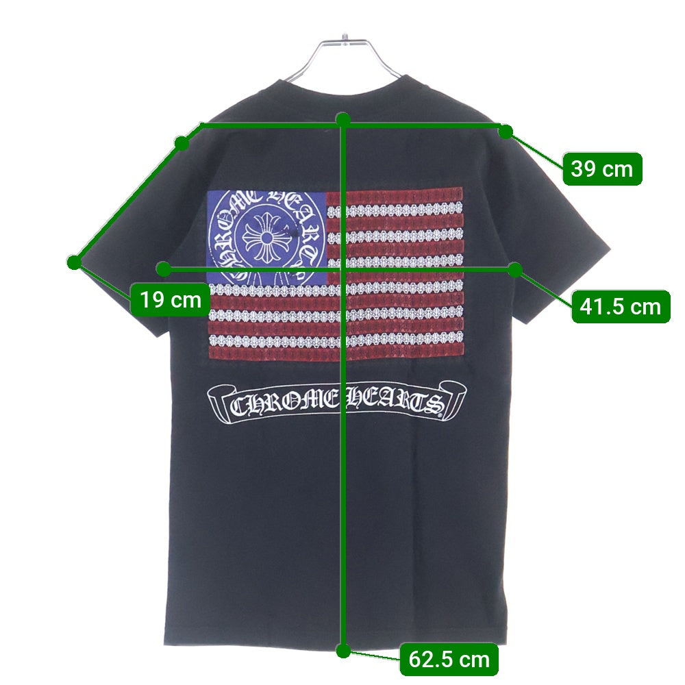 CHROME HEARTS(クロムハーツ) OLD AMERICAN FLAG TEE オールド アメリカンフラッグTシャツ 星条旗 ホースシュープリント 半袖Tシャツ カットソー ブラック