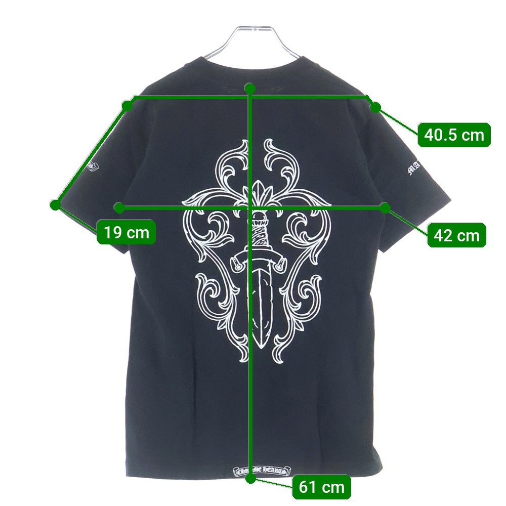 CHROME HEARTS(クロムハーツ) OLD MAXFIELD COLLABORATION BIG DAGGER TEE マックスフィールド胸ポケット バックダガープリント 半袖Tシャツ カットソー ブラック