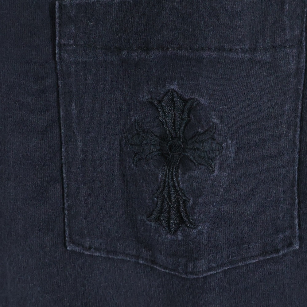 CHROME HEARTS(クロムハーツ) OLD フロントダブルクロス刺繍 クルーネック 長袖Tシャツ カットソー ブラック