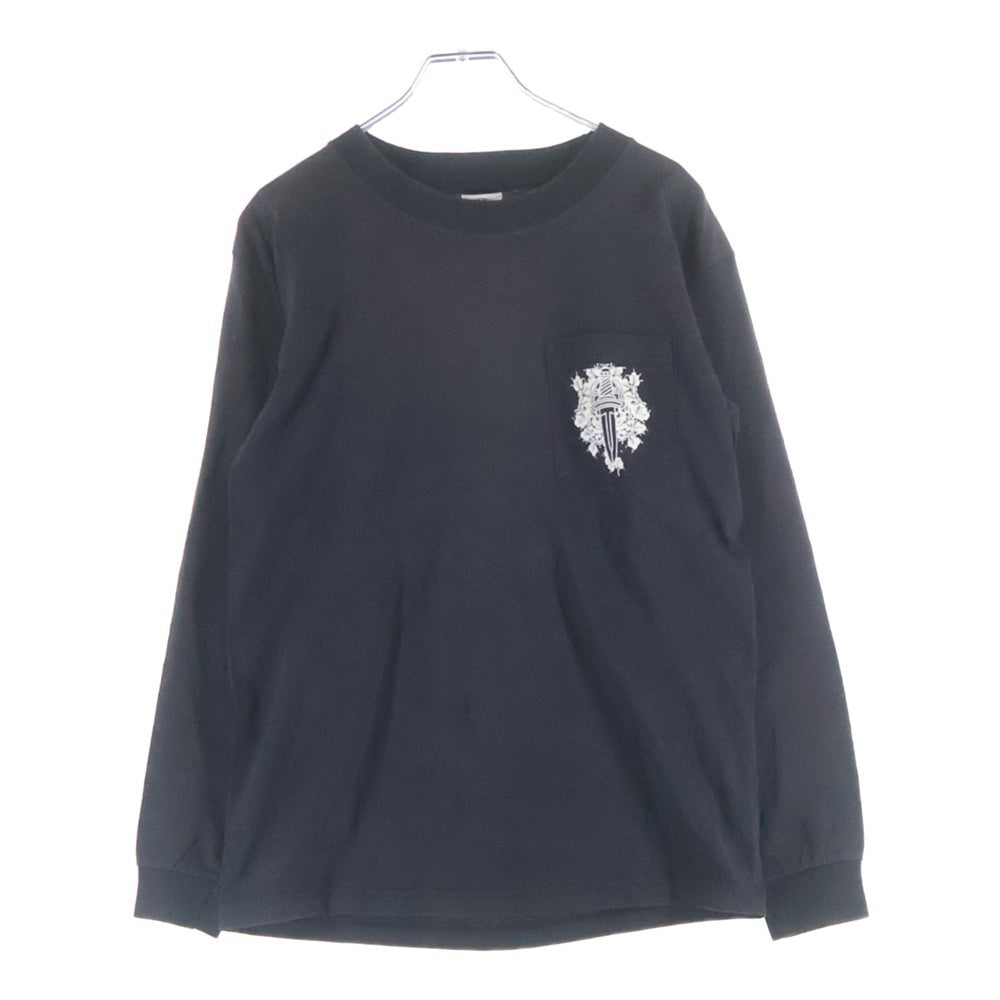 CHROME HEARTS(クロムハーツ) OLD DAGGER LOGO PRINT LONG TEE オールドモデル フロントダガーロゴ 袖フローラルプリント クルーネック 長袖Tシャツ カットソー ブラック/ホワイト