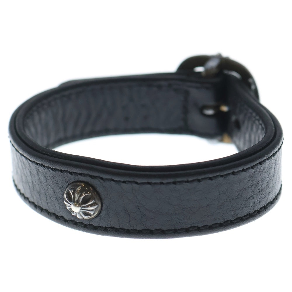 CHROME HEARTS(クロムハーツ) GUNSLINGER ガンスリンガー クロスボール レザーブレスレット ブラック/シルバー BCA146