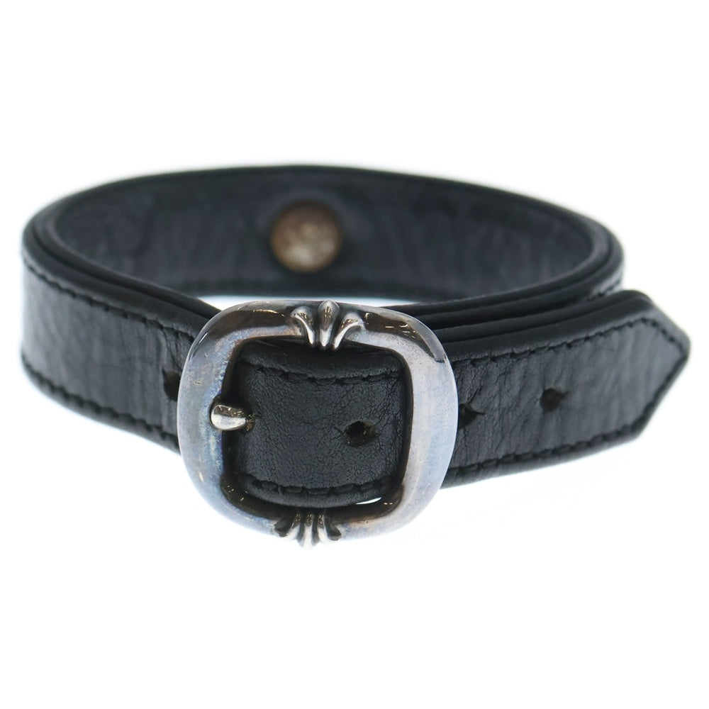 CHROME HEARTS(クロムハーツ) GUNSLINGER ガンスリンガー クロスボール レザーブレスレット ブラック/シルバー BCA146