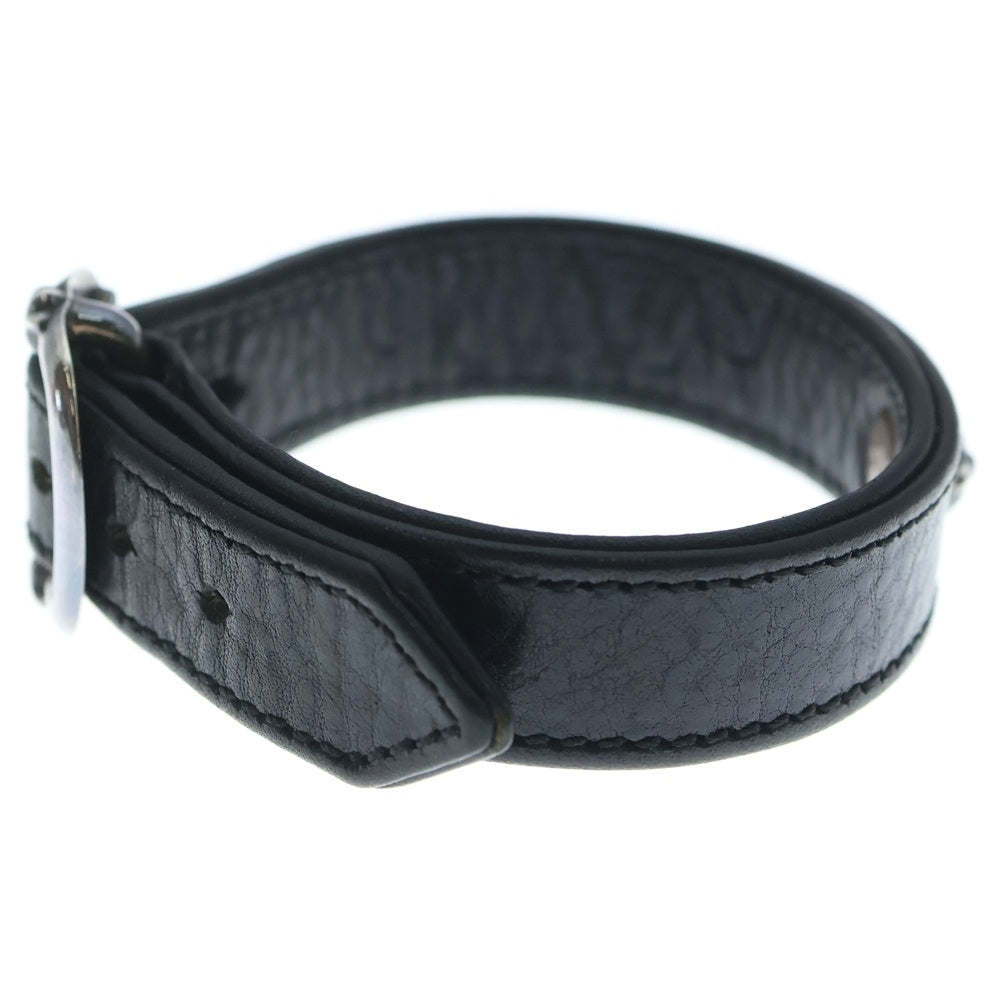 CHROME HEARTS(クロムハーツ) GUNSLINGER ガンスリンガー クロスボール レザーブレスレット ブラック/シルバー BCA146