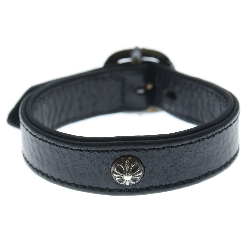 CHROME HEARTS(クロムハーツ) GUNSLINGER ガンスリンガー クロスボール レザーブレスレット ブラック/シルバー BCA146