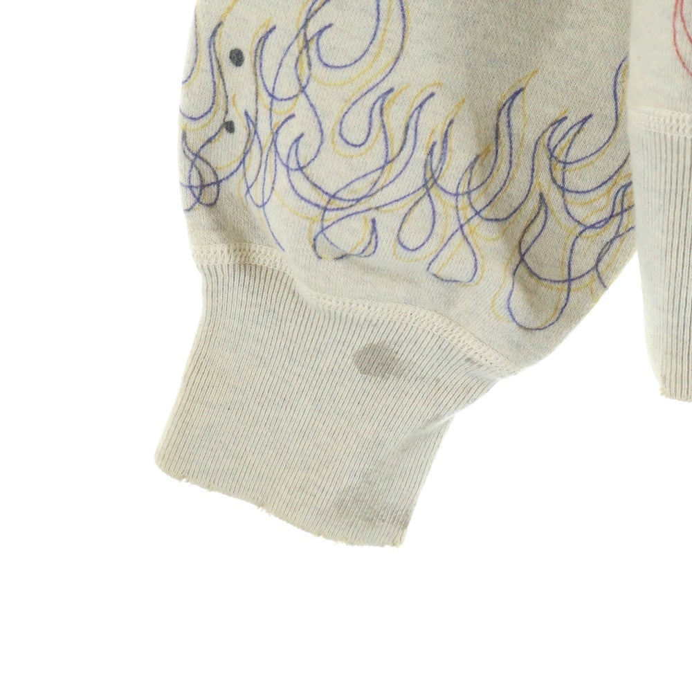 SAINT MICHAEL(セントマイケル) 21AW ×Dr.Woo HOODIE ドクターウー フーディ ペイントデザイン ヴィンテージ加工 プルオーバースウェットパーカー ベージュ SM-A21-0000-056