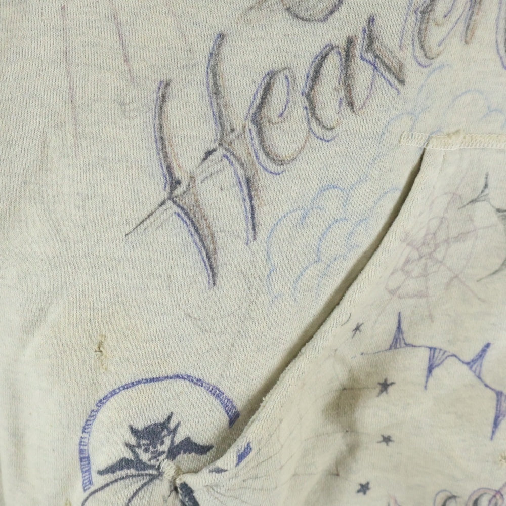 SAINT MICHAEL(セントマイケル) 21AW ×Dr.Woo HOODIE ドクターウー フーディ ペイントデザイン ヴィンテージ加工 プルオーバースウェットパーカー ベージュ SM-A21-0000-056