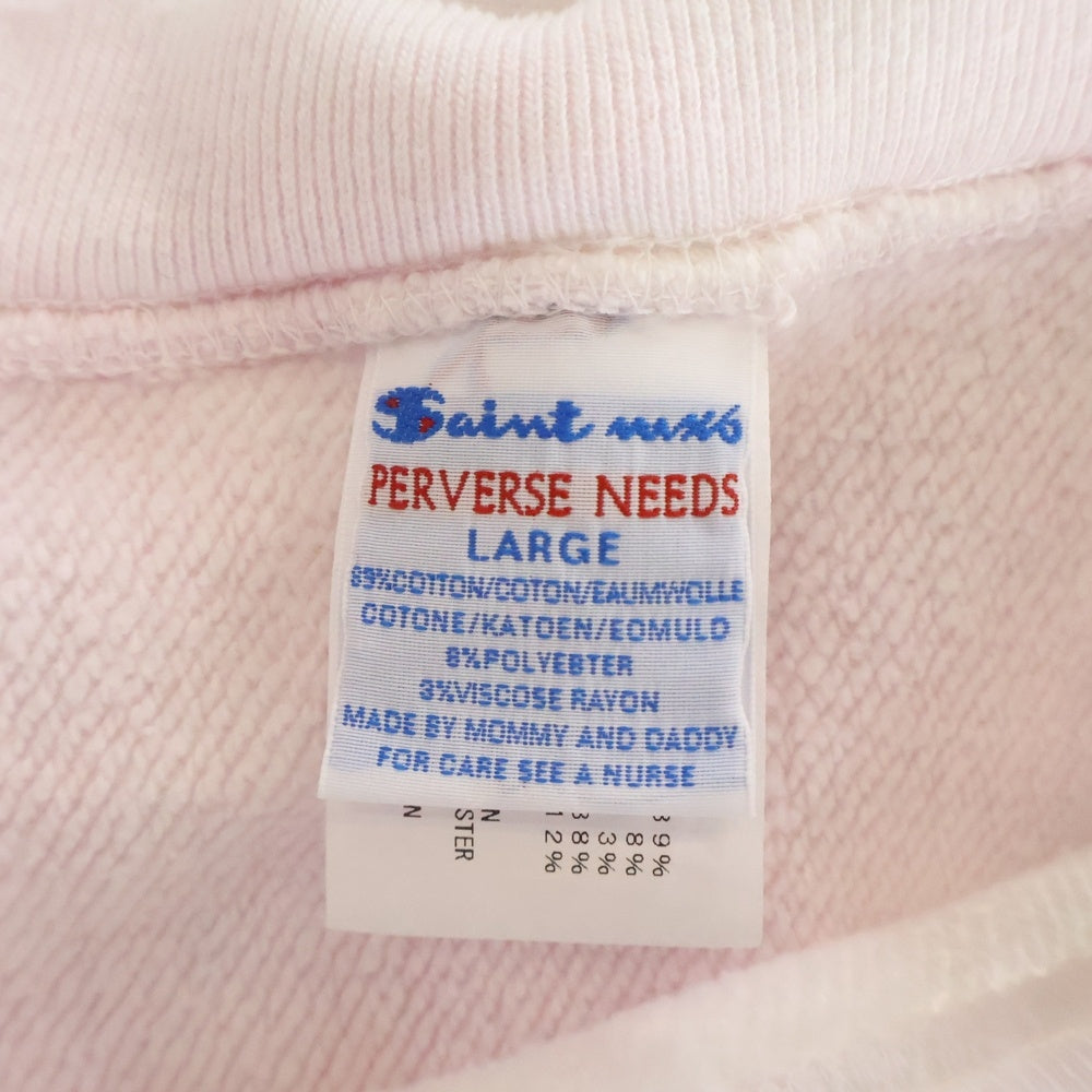 SAINT MICHAEL(セントマイケル) 23AW CREW NECK SWEAT_ONE POINT ヴィンテージ加工 タイダイ染めクルーネックスウェット トレーナー ホワイト/ピンク SM-A23-0000-025