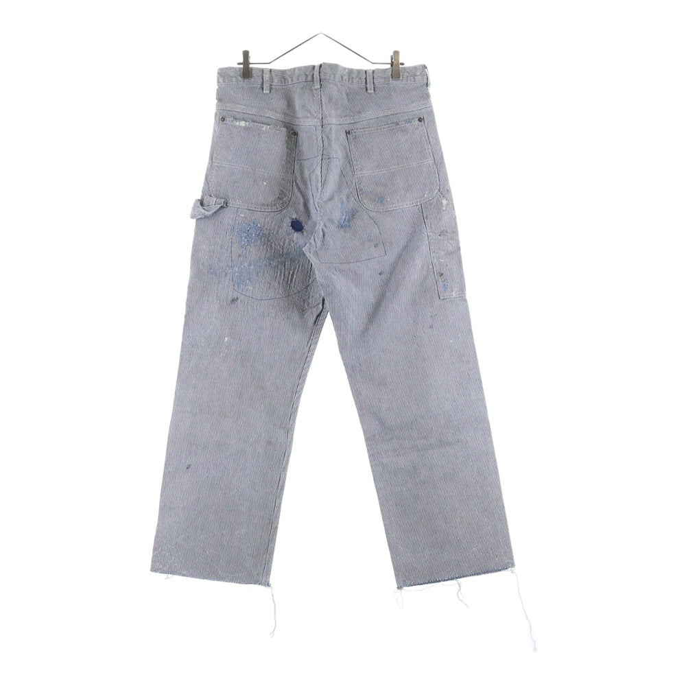 SAINT MICHAEL(セントマイケル) 24SS DENIM PANTS PAINTER HICKORY STRP ヴィンテージ加工 ヒッコリーストライプ ペインターパンツ ホワイト/インディゴ SM-YS8-0000-051
