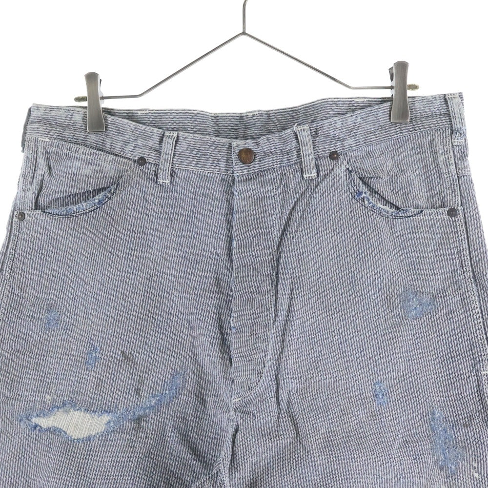 SAINT MICHAEL(セントマイケル) 24SS DENIM PANTS PAINTER HICKORY STRP ヴィンテージ加工 ヒッコリーストライプ ペインターパンツ ホワイト/インディゴ SM-YS8-0000-051
