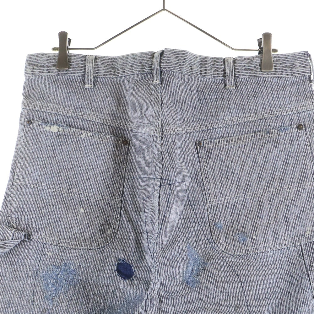 SAINT MICHAEL(セントマイケル) 24SS DENIM PANTS PAINTER HICKORY STRP ヴィンテージ加工 ヒッコリーストライプ ペインターパンツ ホワイト/インディゴ SM-YS8-0000-051