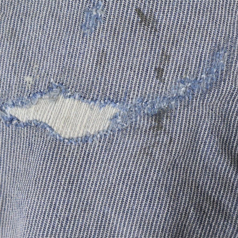 SAINT MICHAEL(セントマイケル) 24SS DENIM PANTS PAINTER HICKORY STRP ヴィンテージ加工 ヒッコリーストライプ ペインターパンツ ホワイト/インディゴ SM-YS8-0000-051