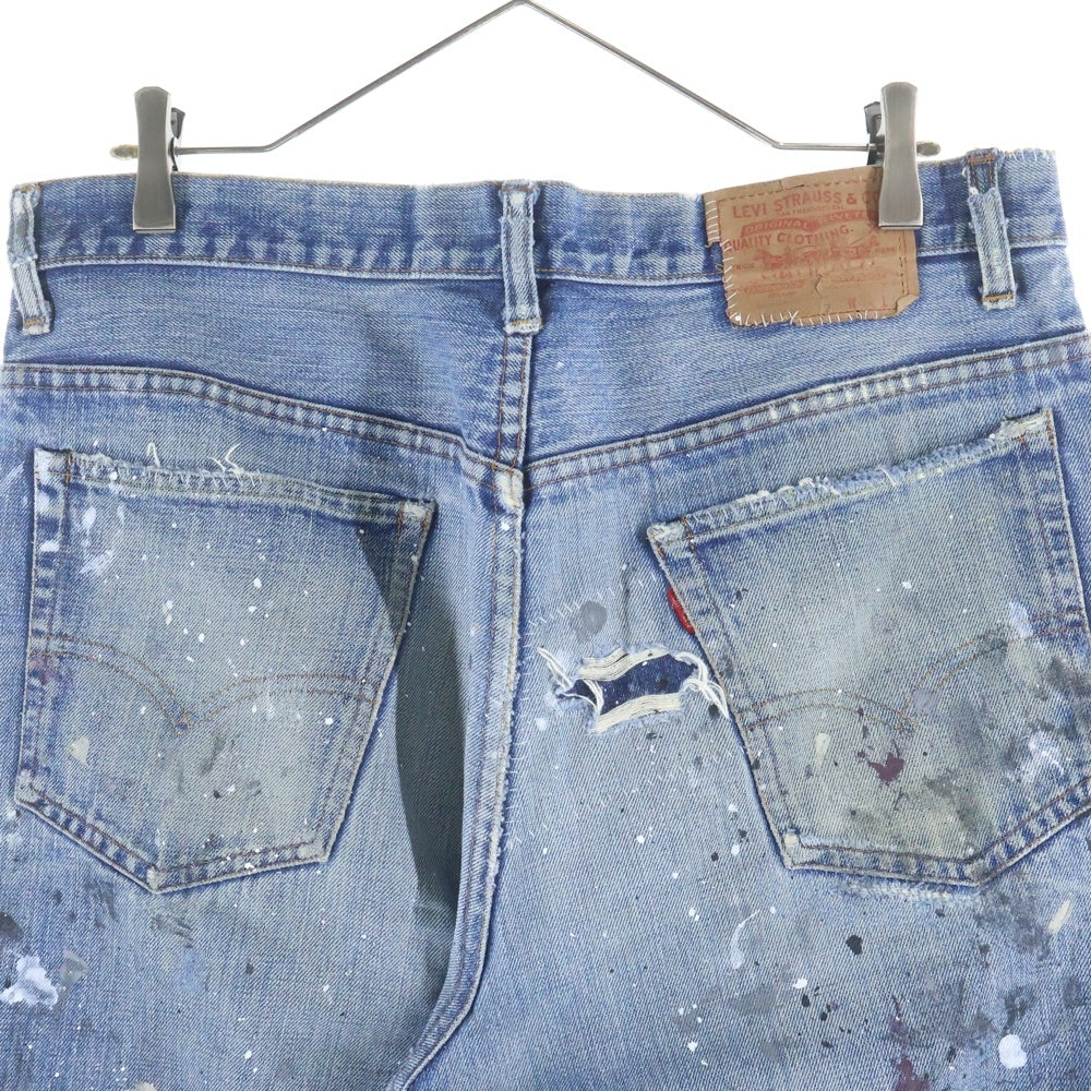 OVER DESIGN(オーバーデザイン) リーバイス 517 トップ裏2 リメイクデニムパンツ ダメージ ペンキ タタキ加工 インディゴ