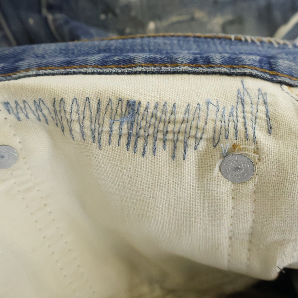 OVER DESIGN(オーバーデザイン) リーバイス 517 トップ裏2 リメイクデニムパンツ ダメージ ペンキ タタキ加工 インディゴ