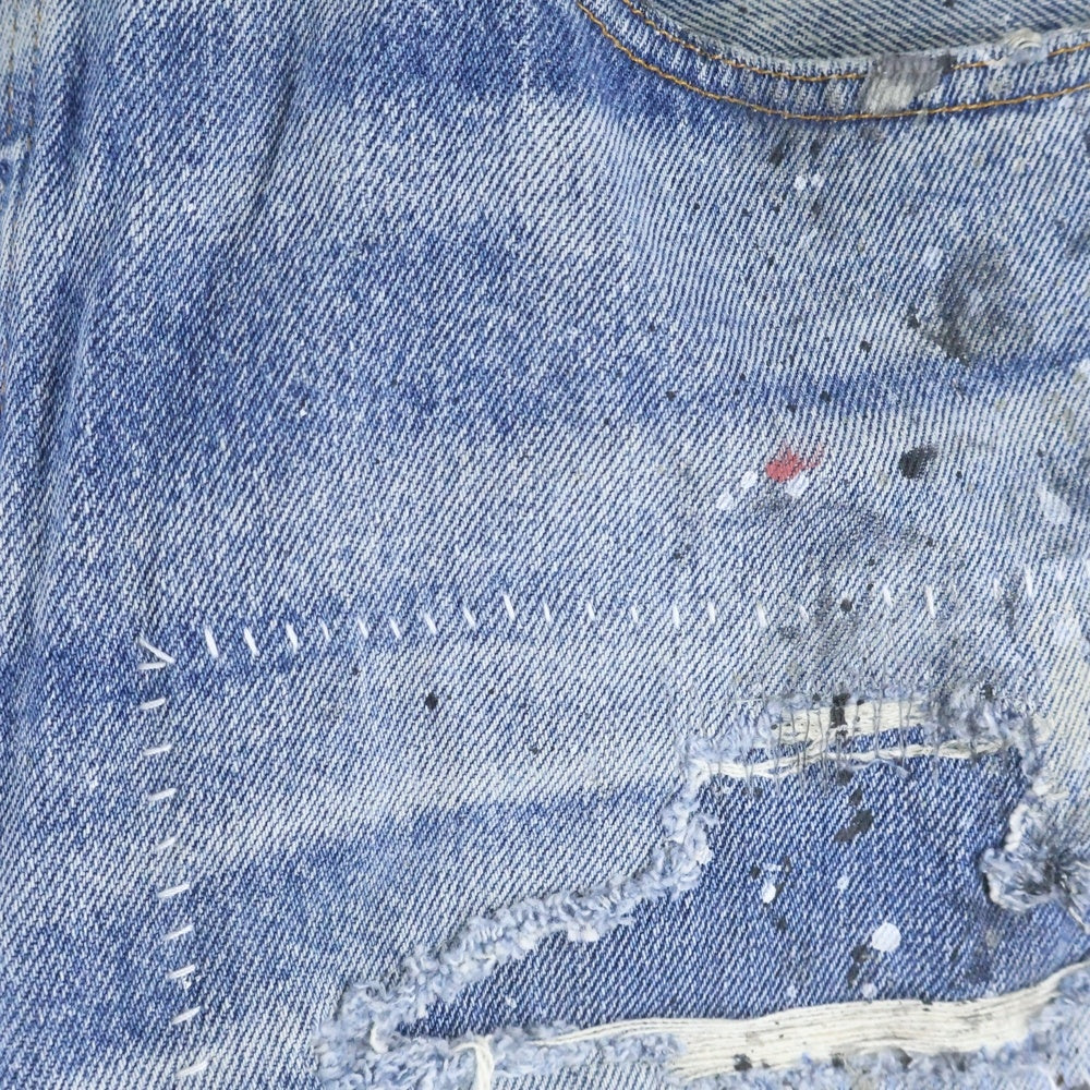 OVER DESIGN(オーバーデザイン) リーバイス 501 USA製 リメイクデニムパンツ ダメージ ペンキ タタキ加工 インディゴ