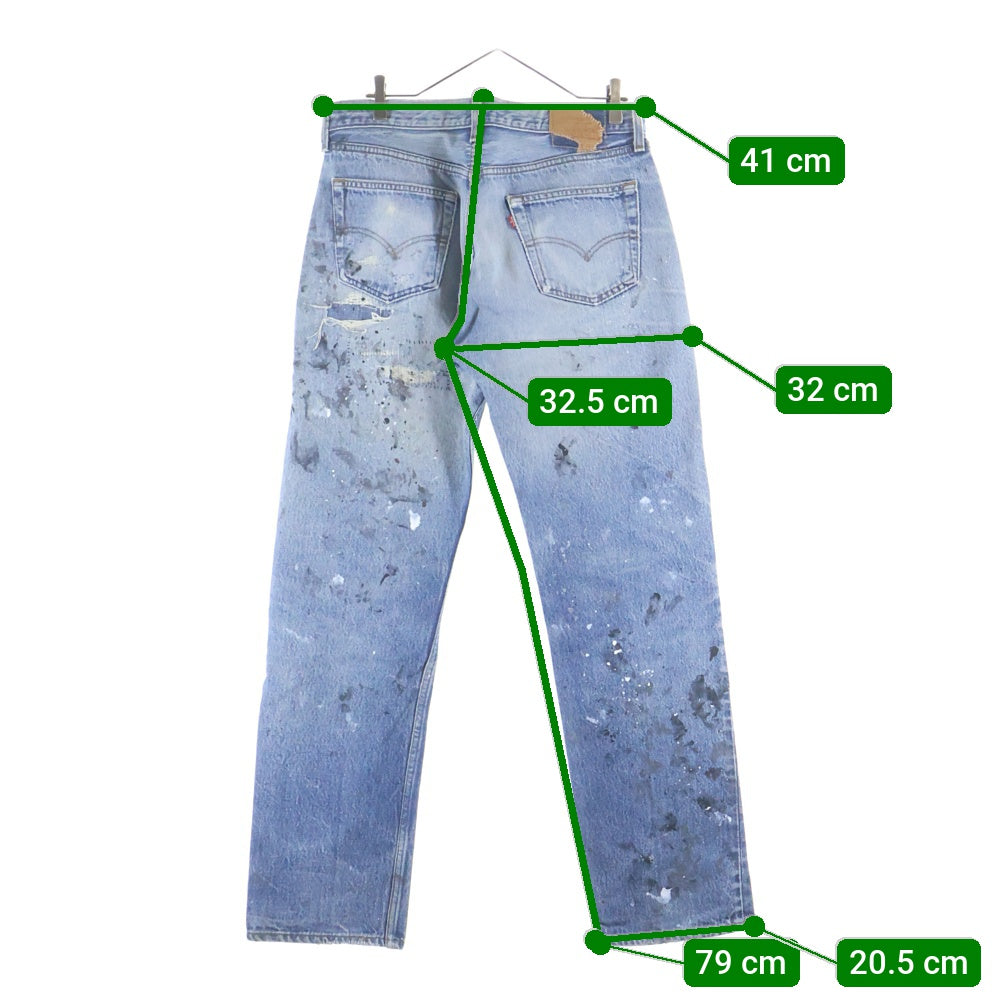 OVER DESIGN(オーバーデザイン) リーバイス 501 USA製 リメイクデニムパンツ ダメージ ペンキ タタキ加工 インディゴ