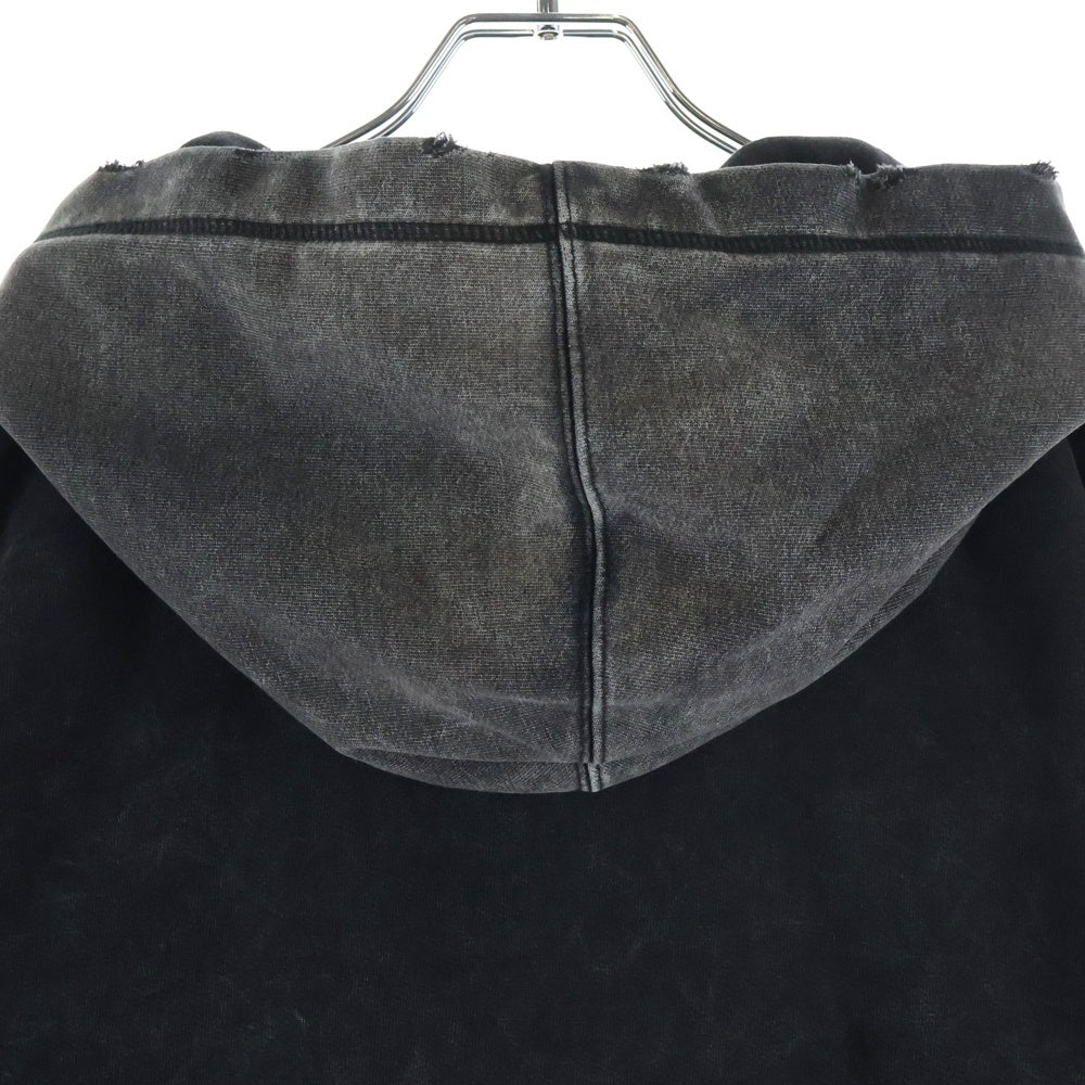 MAISON SPECIAL(メゾンスペシャル ) BOROBORO Sweat Prime-Over Zip Hoodie プライムオーバー ジップアップフーディー ダメージ加工 パーカー ブラック 11242411319