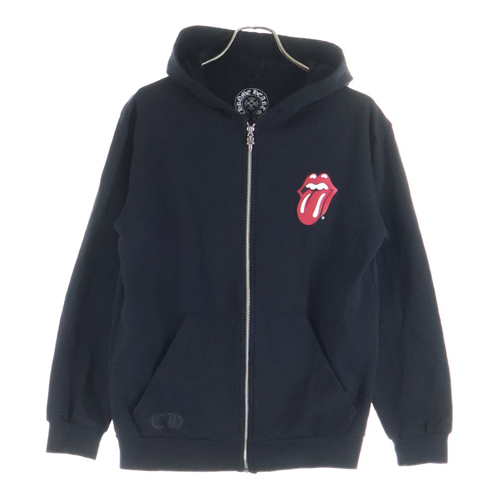 CHROME HEARTS(クロムハーツ) ×The Rolling Stones Lip And Tongue Hoodie ローリングストーンズ リップアンドタン ホースシュープリント ジップアップパーカー ブラック