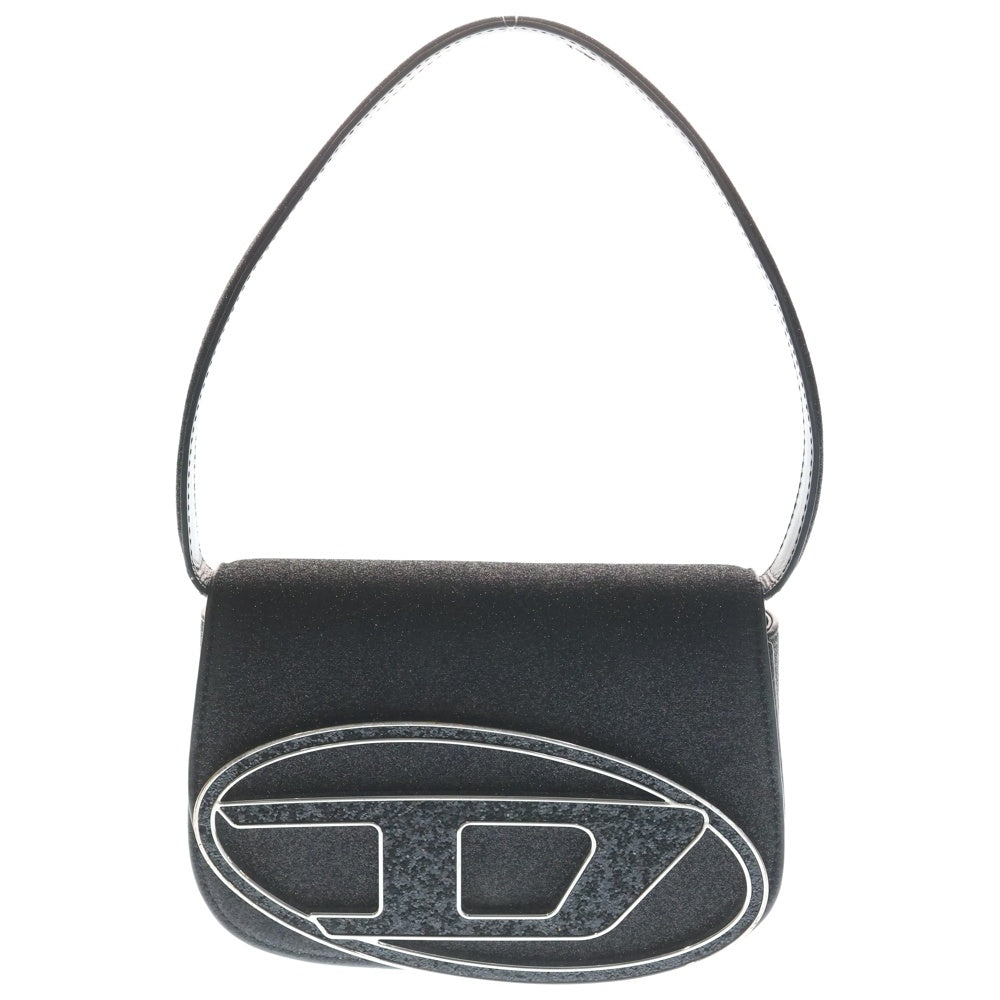 DIESEL(ディーゼル) 24SS 1DR ロゴプレート グリッター ハンドバッグ ショルダーバッグ ブラック X08396 P0787