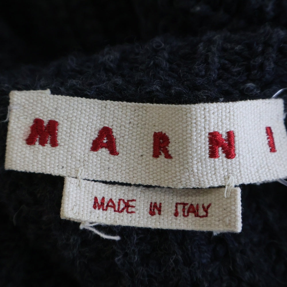 MARNI(マルニ) 23AW Broken Fisherman Turtleneck Knit フィッシャーマン タートルネック 胸ロゴ刺繍 ダメージニットセーター グレー DVMG0054A0