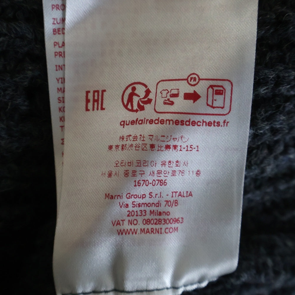 MARNI(マルニ) 23AW Broken Fisherman Turtleneck Knit フィッシャーマン タートルネック 胸ロゴ刺繍 ダメージニットセーター グレー DVMG0054A0