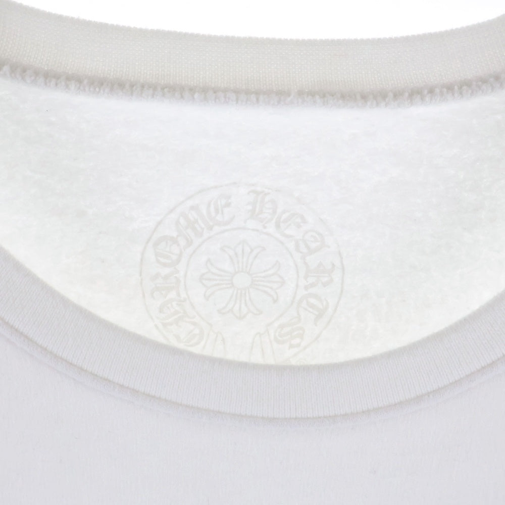 CHROME HEARTS(クロムハーツ) Horseshoe Crewneck Sweatshirt ホースシュープリント 袖フローラル クルーネックスウェットトレーナー ホワイト
