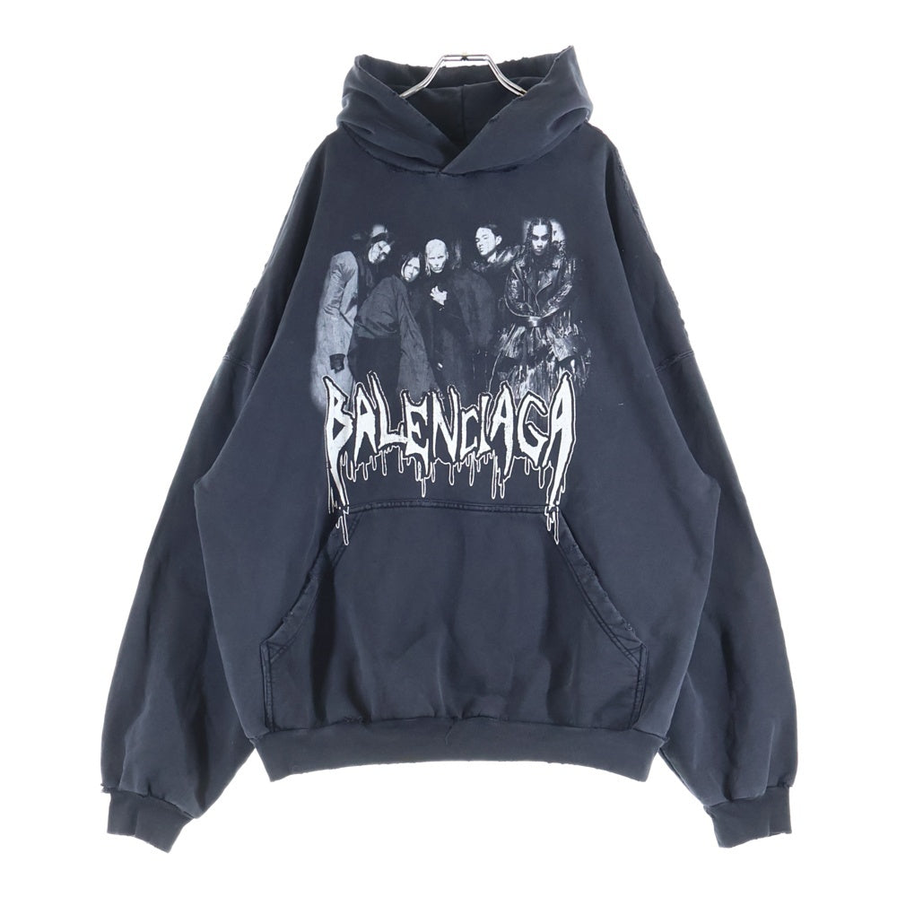 BALENCIAGA(バレンシアガ) 24AW ダメージ加工 ロゴグラフィティ パーカー グレー 821861 TRVY6