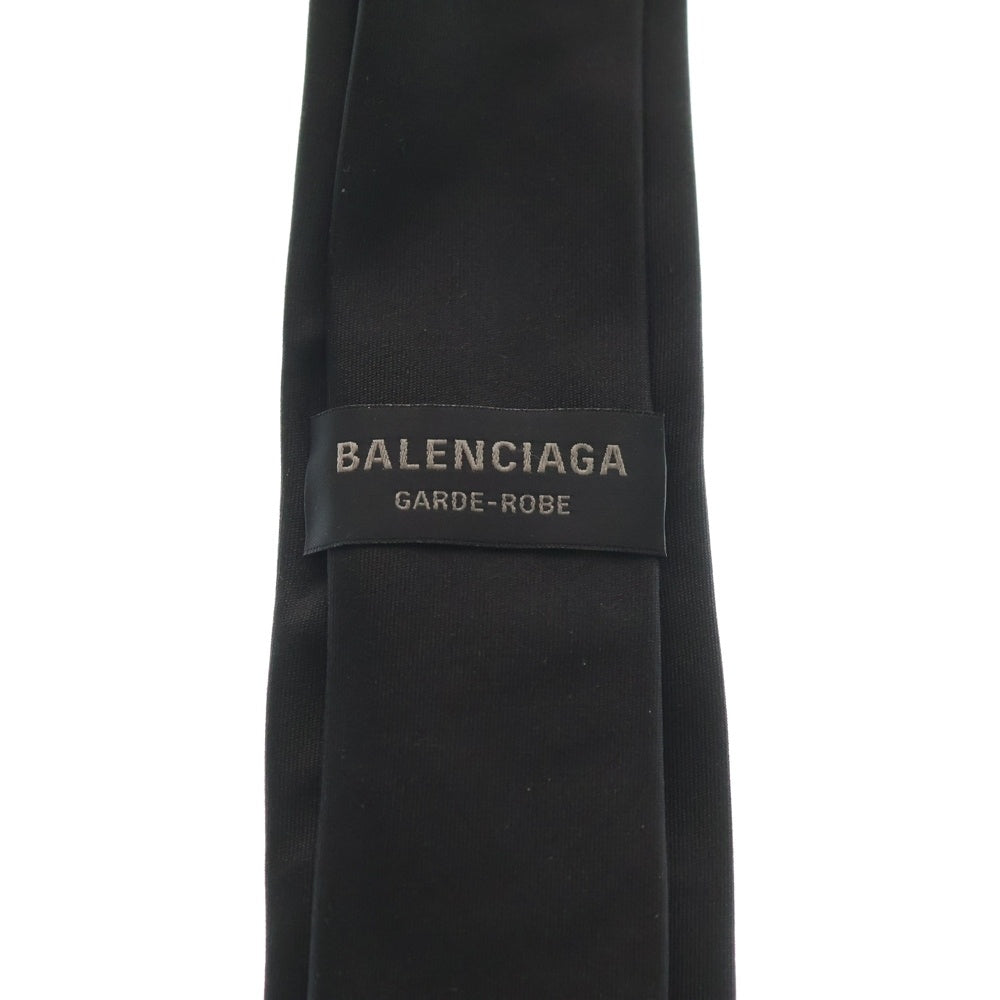 BALENCIAGA(バレンシアガ) ロゴ刺繍 シルク ネクタイ ブラック 847488