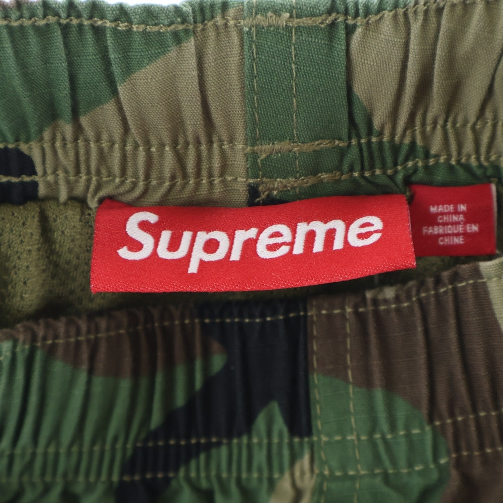 SUPREME(シュプリーム) Spellout Embroidered Ripstop Pants ロゴ刺繍 カモ柄 トラックパンツ カーキ