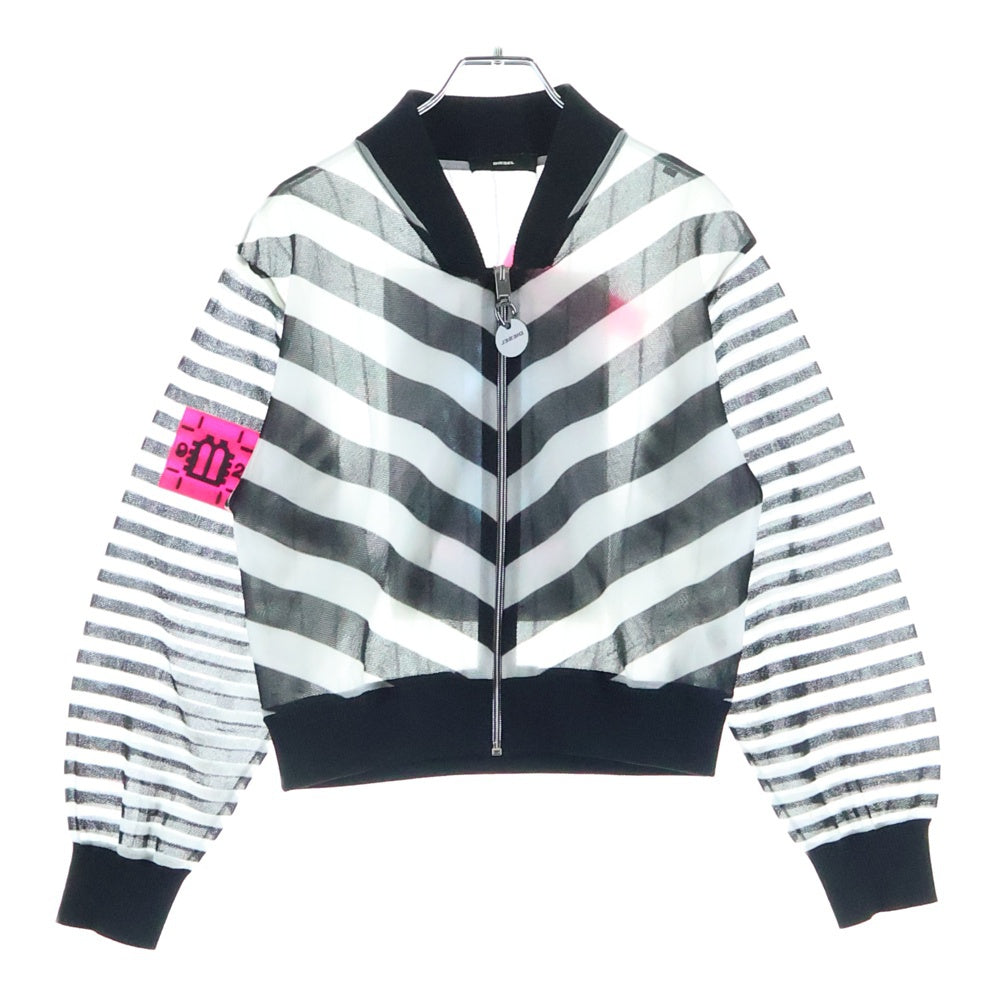 DIESEL(ディーゼル) メッシュ シースルー ブルゾン ジップアップジャケット ホワイト/ブラック レディース