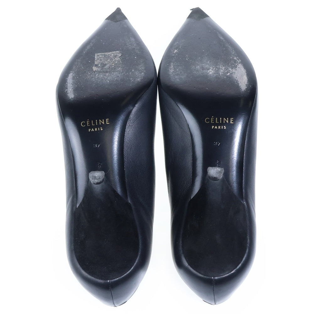 CELINE(セリーヌ) Vネック エッセンシャル ヒールパンプス ブラック レディース 742440
