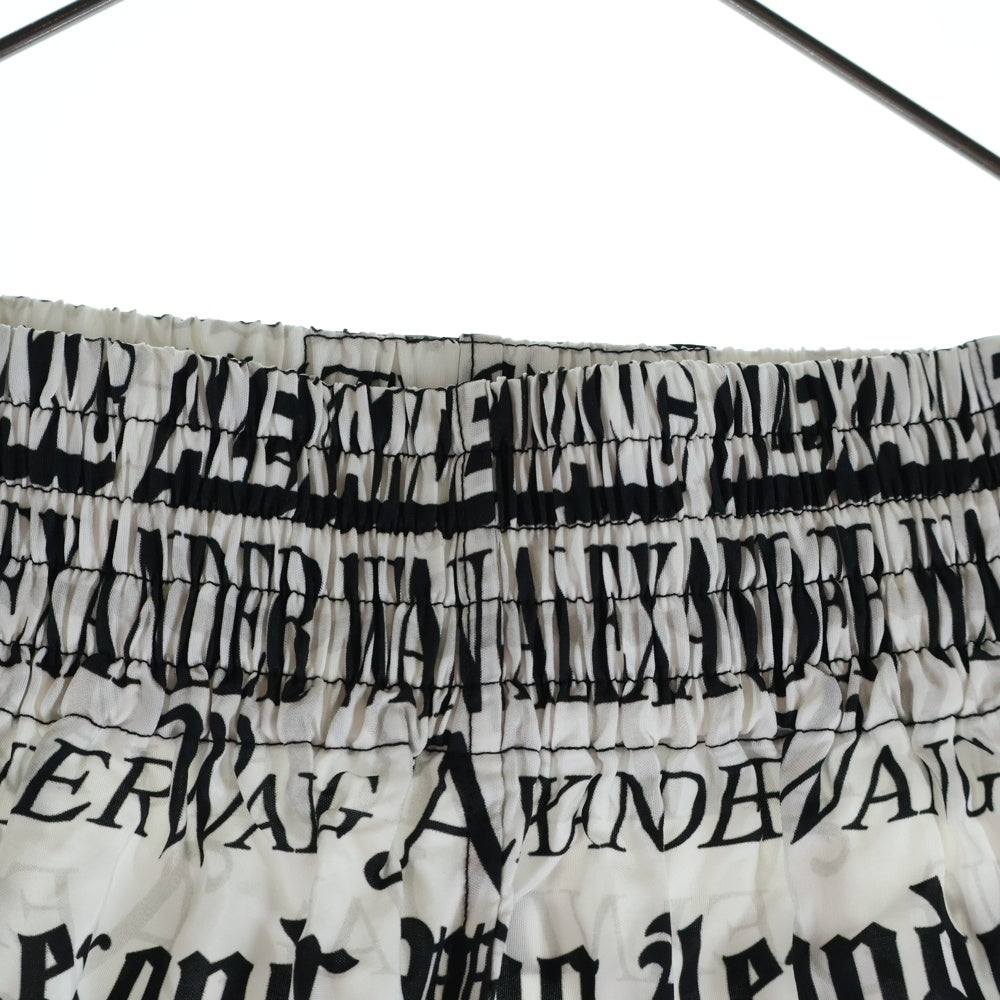 ALEXANDER WANG(アレキサンダーワン) PULL ON BOXER SHORT ロゴ総柄 ボクサー パンツ ショーツ ホワイト/ブラック UWC2244095