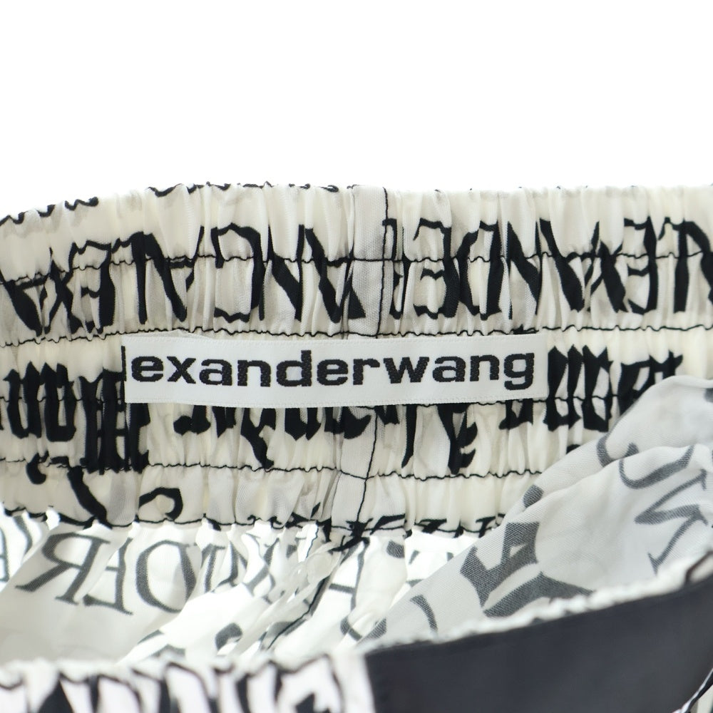 ALEXANDER WANG(アレキサンダーワン) PULL ON BOXER SHORT ロゴ総柄 ボクサー パンツ ショーツ ホワイト/ブラック UWC2244095