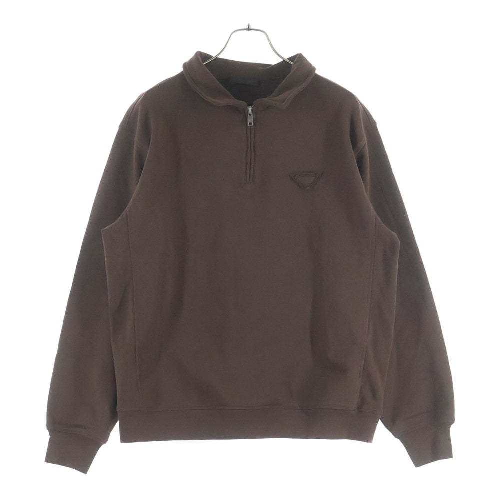PRADA(プラダ) 25AW コットンフリース ポロシャツ ハーフジップ スウェット ブラウン UJL55C S000 1YFT