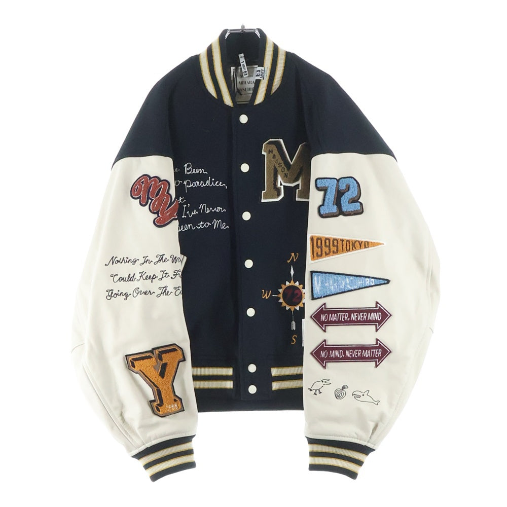 MAISON MIHARAYASUHIRO(メゾンミハラヤスヒロ) EXCLUSIVE Stadium Jacket ウール スタジアム ジャケット ブラック/ホワイト A15BL011-0