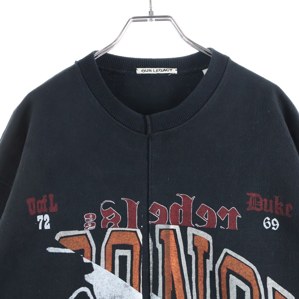 OUR LEGACY(アワーレガシー) 21AW SLASHED BASE SWEAT スラッシュドベーススウェット フロントプリント ブラック W4216BOSB
