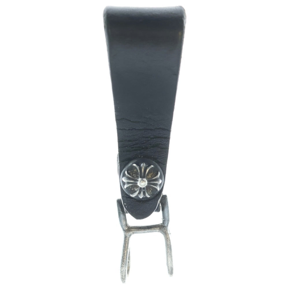 CHROME HEARTS(クロムハーツ) BELT LOOP クロスボールボタンレザーベルトループ シルバー/ブラック BCA397
