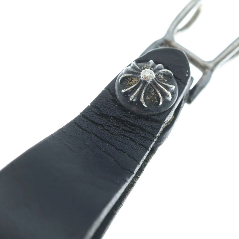 CHROME HEARTS(クロムハーツ) BELT LOOP クロスボールボタンレザーベルトループ シルバー/ブラック BCA397