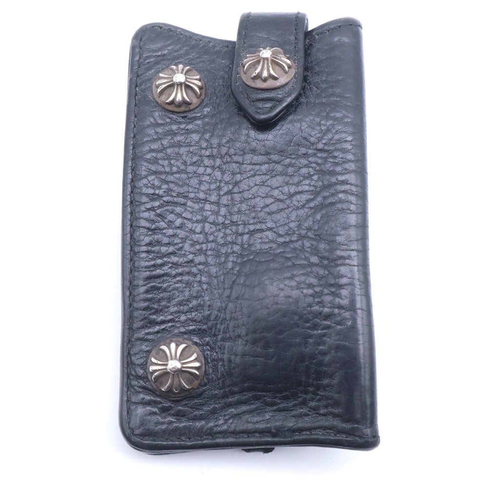 CHROME HEARTS(クロムハーツ) KEY CASE キーケース クロスボールボタン デストロイレザーキーケース ブラック