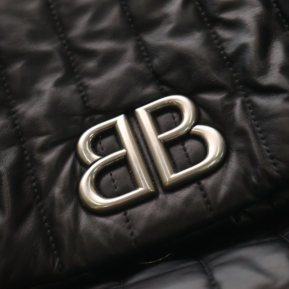 BALENCIAGA(バレンシアガ) MONACO BAG CHAIN モナコ BBロゴ レザー キルティング チェーンショルダーバッグ ブラック レディース