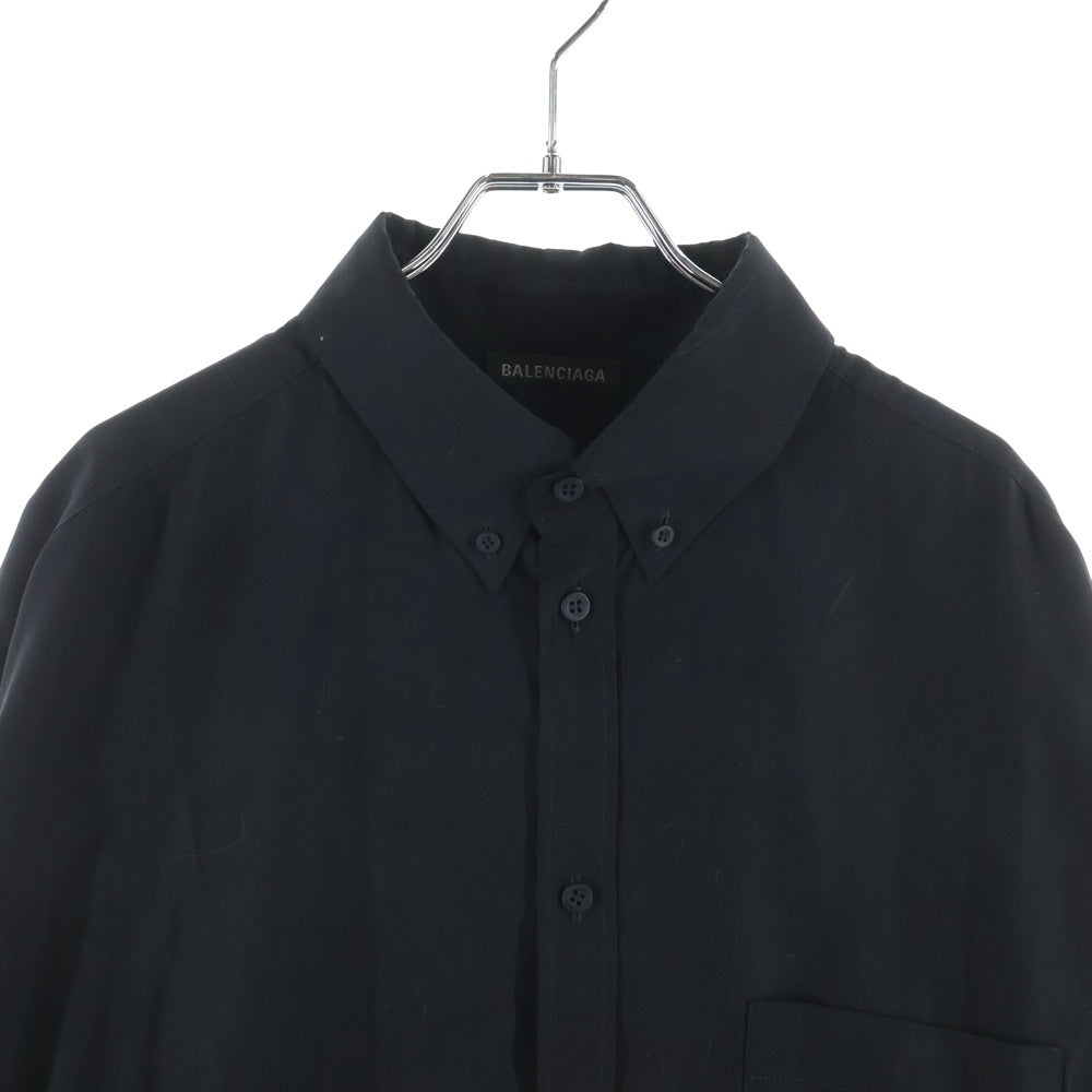 BALENCIAGA(バレンシアガ) レーストリムシャツ ランジェリーシャツ 長袖 ボタンダウン シャツ ブラック 831656TRO37