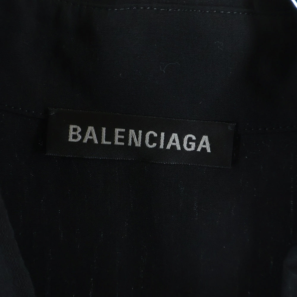 BALENCIAGA(バレンシアガ) レーストリムシャツ ランジェリーシャツ 長袖 ボタンダウン シャツ ブラック 831656TRO37