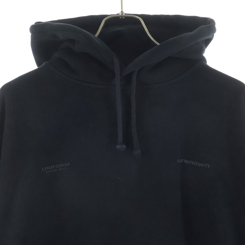 UNKNOWN LONDON(アンノーンロンドン) Signature Rhinestone Hoodie 刺繍デザイン ラインストーン プルオーバーパーカー フーディー ブラック